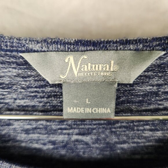 NATURAL REFLECTIONS Top Oversized Heather Navy Blue Pullover Womens Size L - Picture 3 of 8